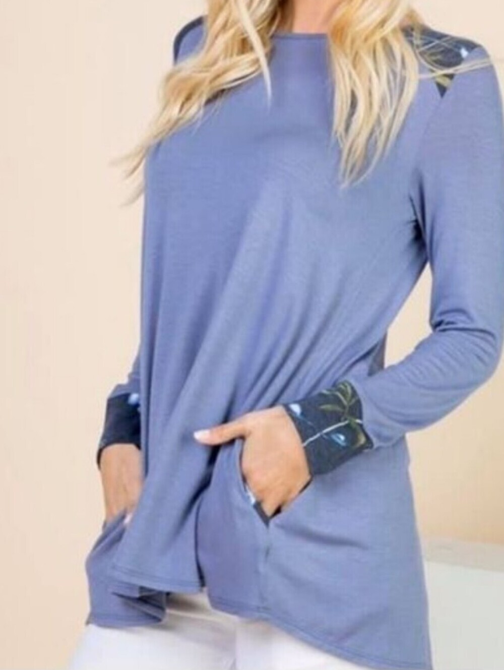 TRÏBE Blue Long Sleeve Casual Top Size Small NWT